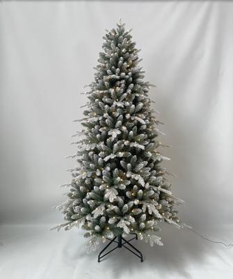 China Christamas Decoration Best Seller Wholesale Pre-lit Flocked PVC Christmas Decor Tree With LED Function 4ft to 15ft OEM Customized Green for sale