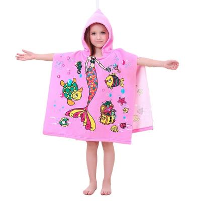 China Kids Poncho Quick Dry Towel Microfiber Hooded Towel Kids Hypoallergenic Towels For Custom Logo And Cartoon Copy Wholesale for sale