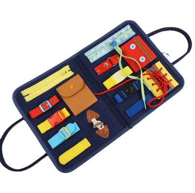 China 2021 Hot Selling Eco-friendly Material Amazon Felt Early Education Toys Bag For Baby Kids Busy Board For Custom for sale