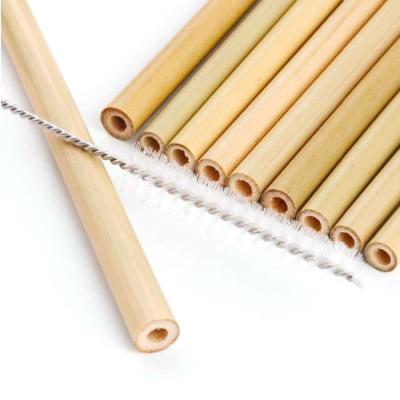 China Disposable Custom Natural Bamboo Drinking Straw Biodegradable Bamboo Straws With Brush for sale