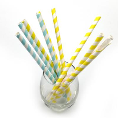 China Disposable Eco-friendly Spoon Paper Straws Strip Spoon Paper Straw For Beverage Bar Striped Color Paper Straws for sale