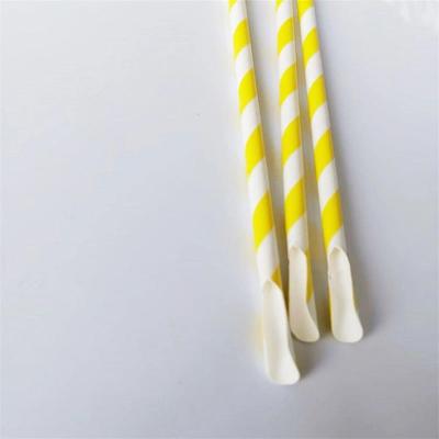 China CLASSIC Bamboo Design Paper Straws With Spoon Eco Friendly Drinking Package Individually Packing for sale