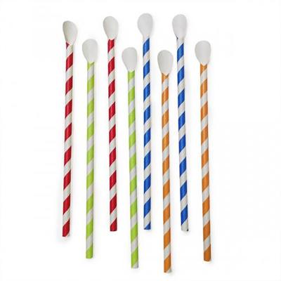 China Wholesale CLASSIC Disposable Spoon Paper Straw For Milkshake Biodegradable Paper Drinking Straws For Easter Day Decoration for sale