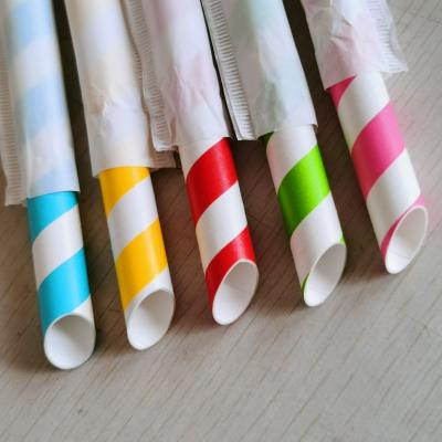 China Disposable Degradable Bio Paper Straw Orange Juice Drinking Straws For Bobbas With Individually Wrap Wrapped for sale