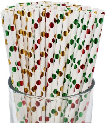 China Decoration Supplies Biodegradable Christmas Party Disposable Drinking Paper Straws for sale