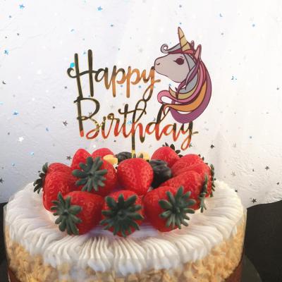 China Christmas Decoration Supplies Girls Party Acrylic Toothpick Unicorn Cake Toppers Birthday Cake Decoration Decor for sale