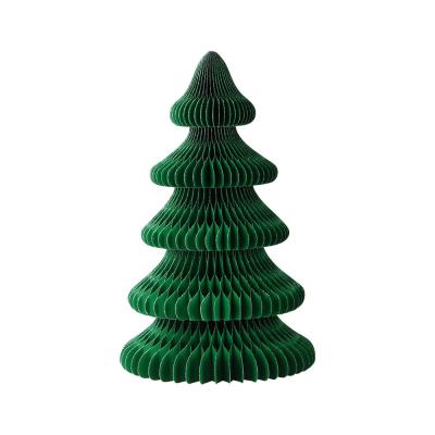 China Party Christmas Tree Party Decoration Table Decor Guangzhou 120gsm Paper Honeycomb Hanging Christmas Ornaments Paper Foldable Christmas Trees for sale