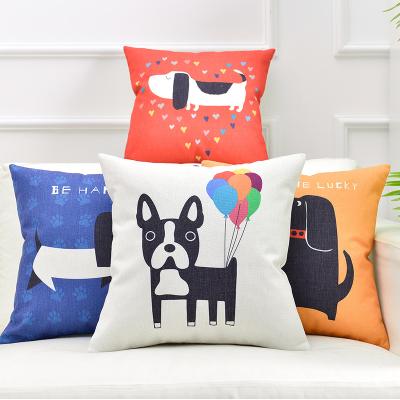 China 2019 Decorative Cotton Linen Cute Cartoon Dog Design Pillow Case Pillow Cover Customized Home Decorations.Gifts for sale