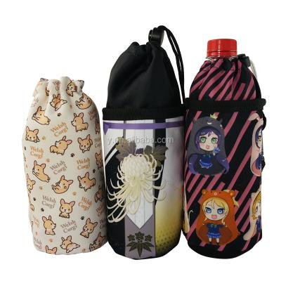 China Stylish Water Proof Fabric Made Kettle Bag Custom Printable Hot Drawstring Water Bottle Storage Bag for sale