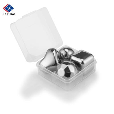 China 2021 Sustainable New Product 2pcs Pumpkin Shaped Stainless Steel Ice Cubes Whiskey Ice Stones Set In Gift Box With Travel Bag for sale