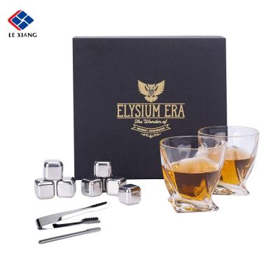 China 2021 New Product Stainless Steel Viable High Quality Whiskey Ice Cubes Cooling Stone Rocks Set In Pine Wood Box for sale