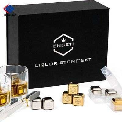 China 2021 Wholesale Reusable New Product Stainless Steel Whiskey Stones Viable Cools Plastic Glass Set Metal Ice Cube Gift for sale