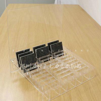 China MultifunctionWood+ Tile Desktop Display Stand 2021 Table Rack Ceramic Metal Acrylic Quartz Display Rack for sale