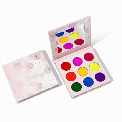 China Waterproof Modified Cool Toned Private Label 9 Color Cardboard Eyeshadow Eye Shadow Red Purple Blue Yellow Palette for sale