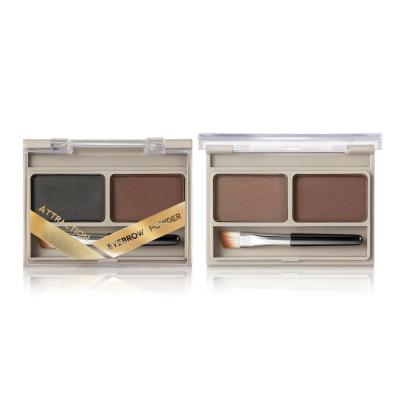 China Private Label Waterproof Organic Smudge Free Duo Brow Dust Waterproof OEM Duo Color Eyebrow Powder Palette for sale