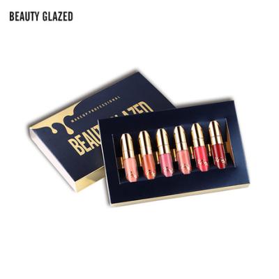 China Hot Selling Waterproof Mini Beauty Glazed Lip Gloss Kit 6 Colors Makeup Lip Gloss Waterproof Long Lasting Custom Set for sale