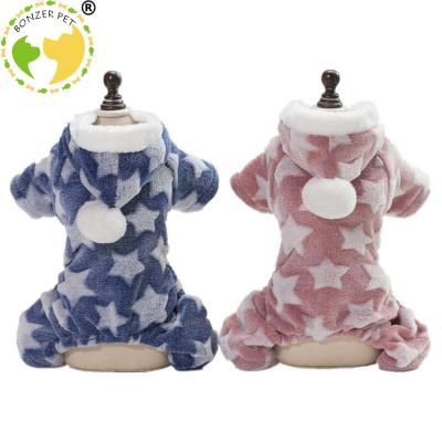 China Wholesale Viable Stock Dog Hoodie Winter Dog Pajamas Four-legs Clothes Coat Cotton Soft Fabric Teddy Bulldog Clothing For Dogs for sale