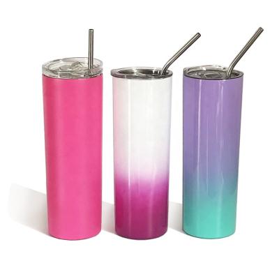 China Stocked Slim Tumbler Sublimation Tumbler 20 oz Lean Straight Lean Tumbler With Metal Straw for sale