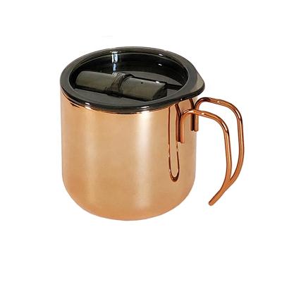 China Modern Stainless Steel Thermos Wired Mugs Mugs Electroplate Rose Gold Coffee Mug With Curved Metal Wire Handle for sale