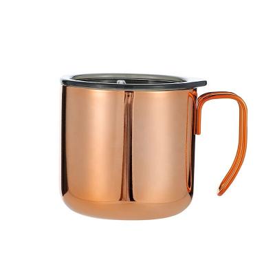 China Modern Custom Logo Electroplate Mugs Outdoor Stainless Steel Cable Insulated Coffee Mug With Curved Metal Wire Handle for sale