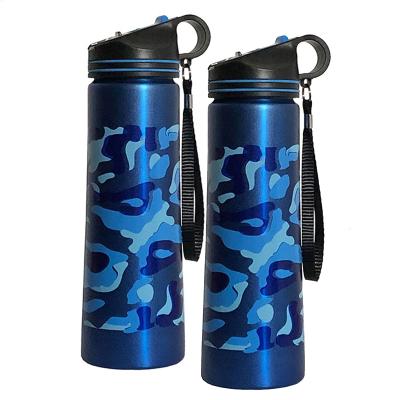 China CLASSIC Colored Outdoor Camouflage Printing Stainless Steel Sport Bottle Single Wall 800ml Handle Bottle With Straw for sale