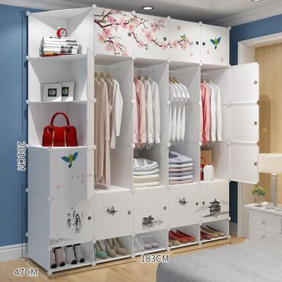 China (Height)Adjustable Bedroom Furniture Cabinet Simple Design Plastic Wardrobe for sale