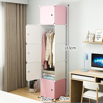 China (Size) 16 Cube Adjustable Cabinet Folding PP Panel DIY Living Room Bedroom Wardrobe With Plastic Hanger 2 Wardrobe for sale