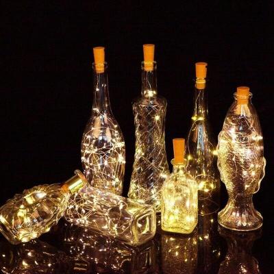 China Round Type Wine Bottle Copper Wire Led Light Battery Powered Outdoor String Fairy Lights With Cork for sale