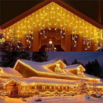 China / Waterproof Christmas Lamp Icicle Curtain Fairy Lights Outdoor Hanging Decoration for Family Party Wedding Xmas (Warm White) for sale