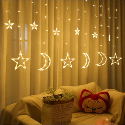 China 3.19M Solar Power Led Curtain Decor Curtain Moon Decorative Light Star Shape String Lights For Holiday for sale