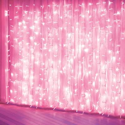 China / Light Pink 8 Modes LED Curtain Light String Suitable for Garden Girl Room Party Window and Wall Decoration for sale