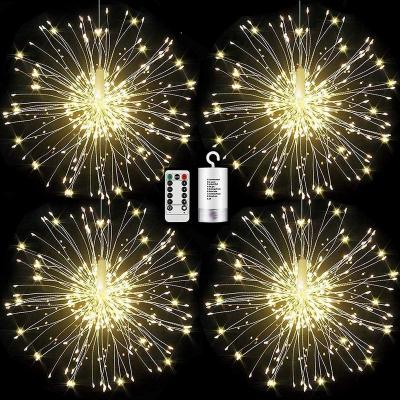 China Bedroom/Living Room/Cabinet/Bar Fireworks Copper Wire Starburst String Light Copper Wire LED Lights Wedding Christmas Decoration Hanging Lamp for sale