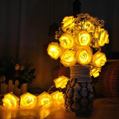 China Holiday 100L Holiday Light 8.5m Beautiful White Roses Led Decorative Lights Outdoor Waterproof Led String Lights Outdoor Curtain Led Lights for sale