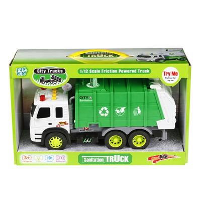 China Green Plastic 1/12 Rubbish Toy Hardcover Rubbish Power Waste Toy Car City Truck With Light And Sound for sale