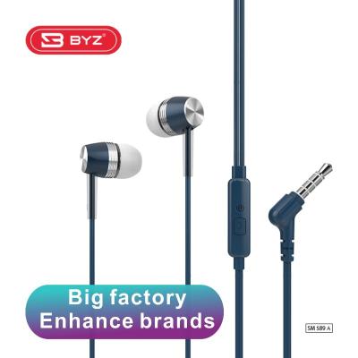 China BYZ SM589A High Quality Sound Sound Stylish Metal Wired Headphones In-Ear for sale