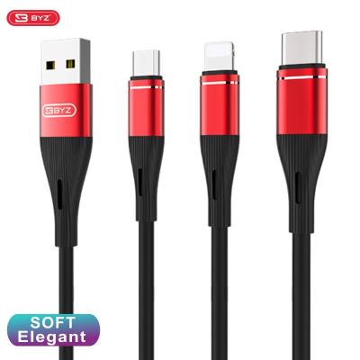 China MP3/MP4 Player Cable BYZ China factory 3A 1.2m data cable super soft fast charging cable for iphone for sale