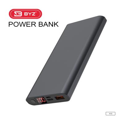 China Support BYZ W6 Super Fast Flat Charging Portable Ultra Slim Metal Power Banks 10000 mAh External Phone Battery Charger Mini Power Bank for sale