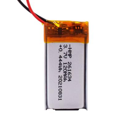 China Toys 3.7v Lithium Ion Battery Polymer Batteries 120mAh 261634 Pack Soft Lithium Battery For Digital Electronics Products for sale