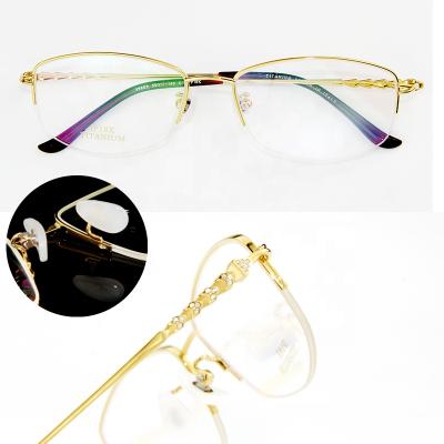 China 15 Years Experience 18K Gold Gafas Luxury Diamond Women Titanium Eyewear Eyewear Frames Shinning Optical Glasses With Glass Box for sale