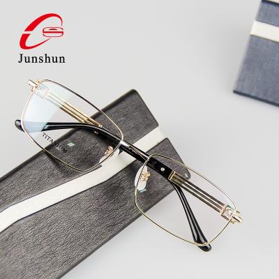 China 15 Years Experience High Quality Full Rim Eagle Eyewear Titanium Optical Frame Luxury Style Shiny Classy Decoration For Business Man for sale