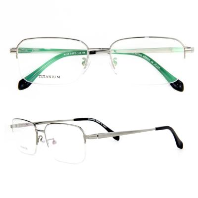 China 2022 Comfortable Business Men Style Newest Design Half Square Rim Eyeglasses High Quality Titanium Metal Optical Glass Frame for sale