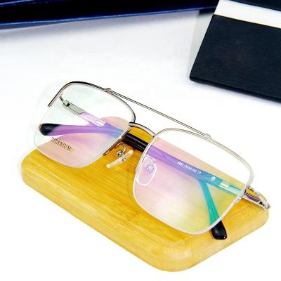 China Japan 18K Gold Comfortable Handmade Titanium Double Glasses Bridge Glasses Wholesale Spectacles Frames for sale