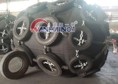 China 3.3 x 6.5 80 kpa Pneumatic Rubber Fender with Tyre Chain for ship to ship for sale