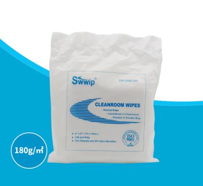 China SW-2006-180 100pcs/bag class100 sustainable laser sealed soft cleanroom wiping wiper cleaning cloth, wipes for cleanroom for sale