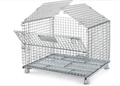 China Square Hole Foldable Welded Wire Mesh Turnover Box For Warehouse / Workshop for sale