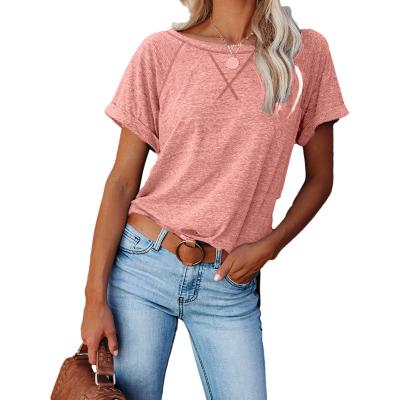 China New Breathable Color Cross Jacket Women's Loose Short Sleeves Casual T-Shirt for sale