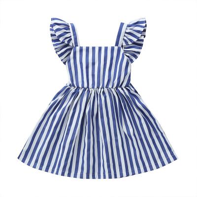 China 2021 Hot Sale Baby Girls Summer Skirt Anti-wrinkle Backless Kids Girls Bowknot Striped Dresses for sale