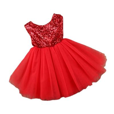 China Wholesale Children's Clothing Boutique Girls Sequins Mesh Bowknot Summer Kids Princess Sleeveless Dresses Anti-wrinkle for sale