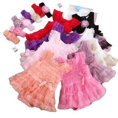 China Sleeveless Princess Baby Girl Dress Summer Anti-wrinkle Toddler Infant Knitted Cotton Clothes Baby Skirt Rompers for sale