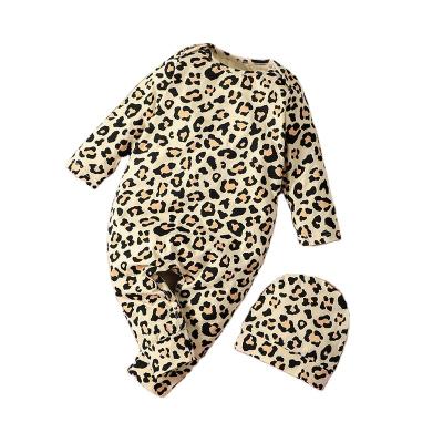 China 2021 100% cotton baby's fall long sleeved romper leopard print infant rompers and jumpsuit rompers for baby for sale